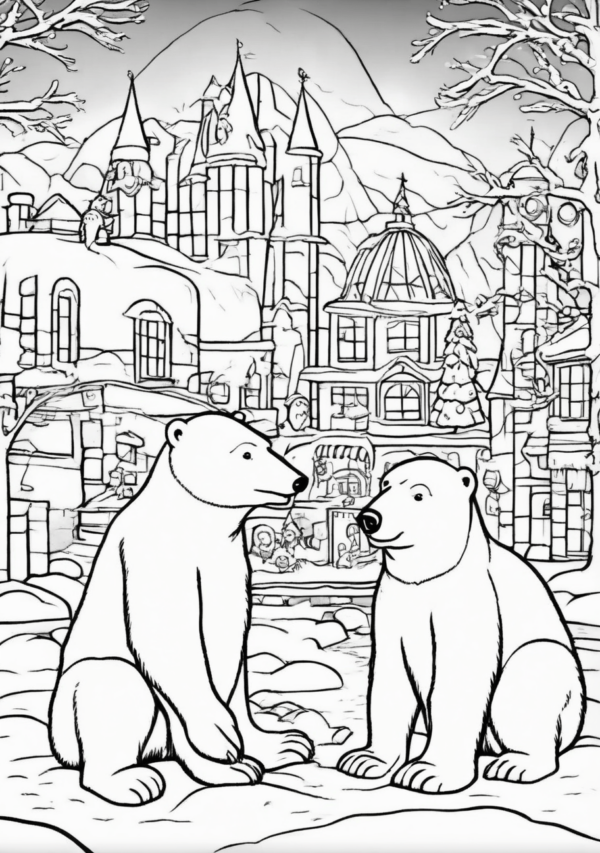 Christmas Polar Bear Coloring Book – Instant Download - 11 Pages - Image 2