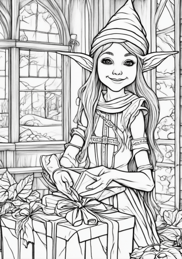 Enchanting Christmas Elf Coloring Pages - 11 Pages - Image 2