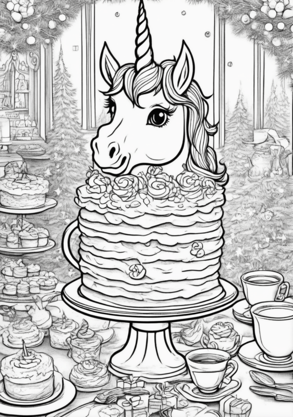 Charming Christmas Unicorn Coloring Book for Relaxation - 11 Pages - Image 3