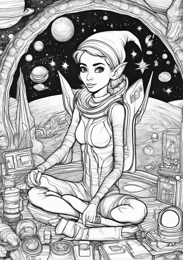 Space Elf Christmas Coloring Book | Digital Download - 11 Pages - Image 3