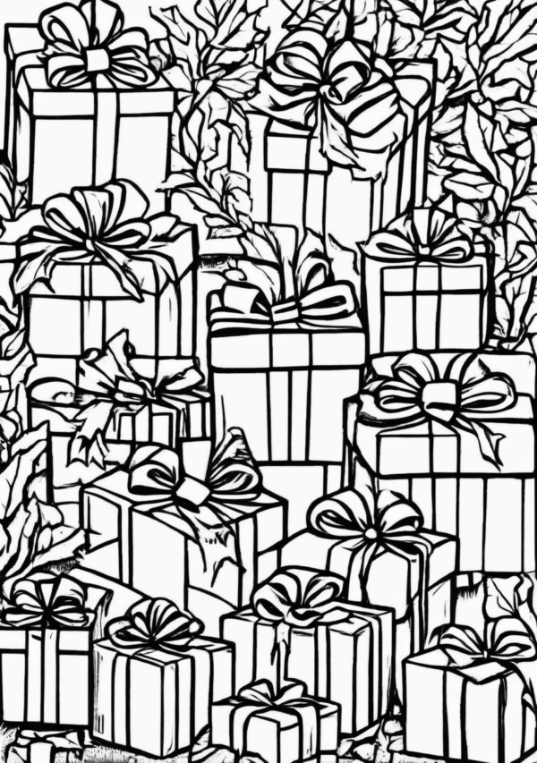 Christmas Gift Box Coloring Pages - 11 Pages - Image 3