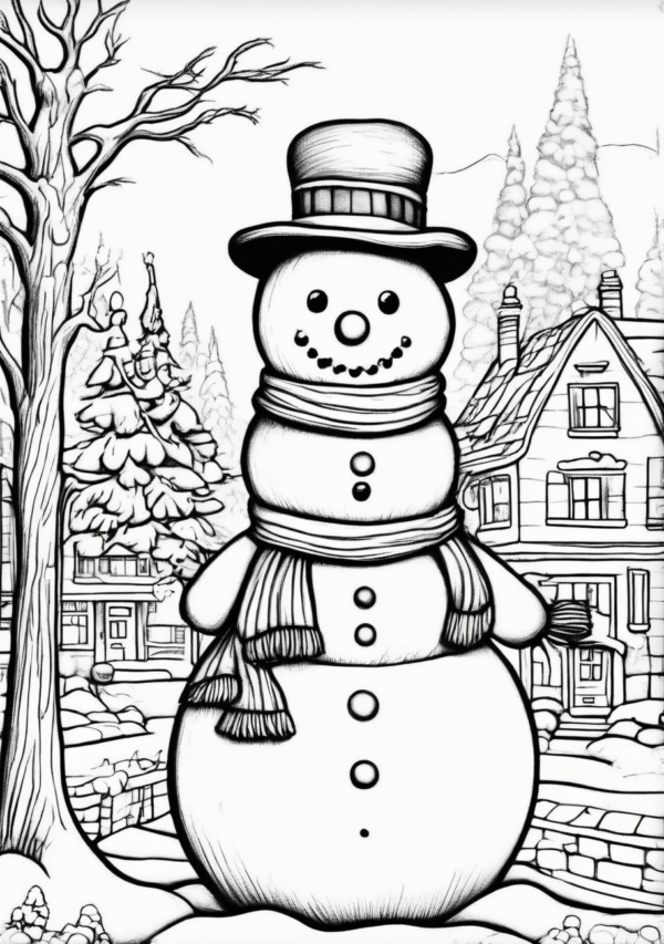 Digital Christmas Coloring Book with Cozy Snowman Scenes - 11 Pages - Image 4