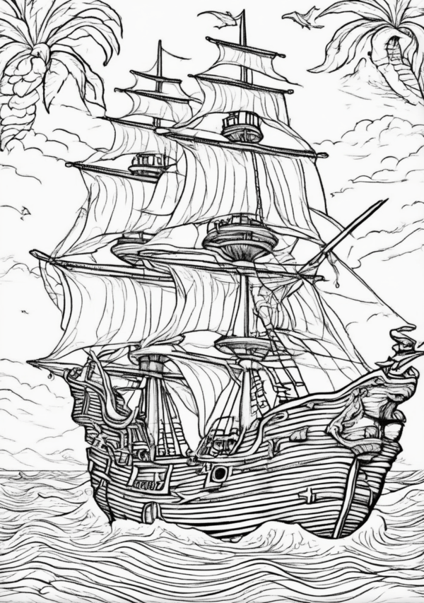 Intricate Christmas Ship Coloring Pages - 11 Pages - Image 4