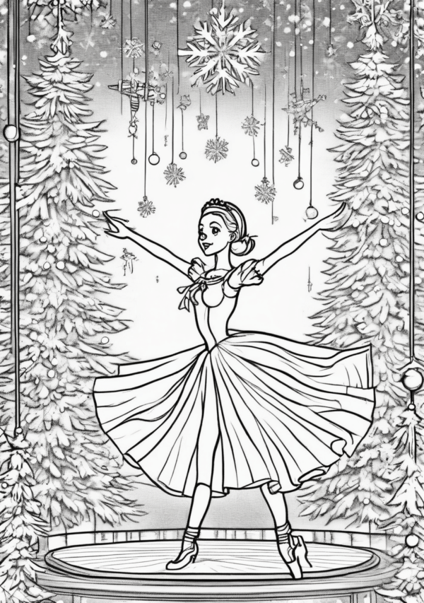 Christmas Ballet Coloring Book: Beautiful Festive Designs - 11 Pages - Image 2