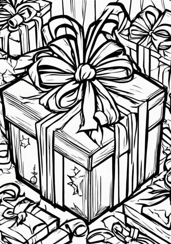 Christmas Gift Box Coloring Pages - 11 Pages - Image 4