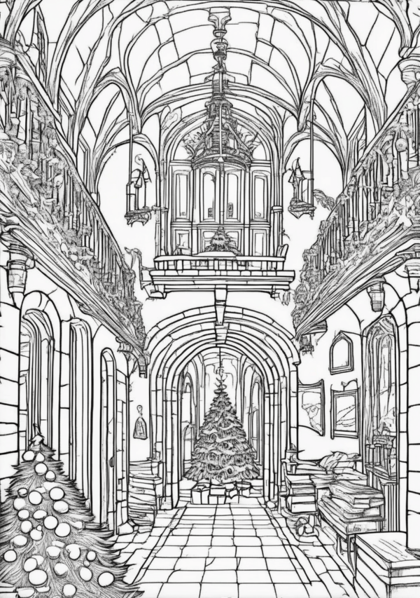 Christmas Fantasy Castle Coloring Book - 11 Pages - Image 3