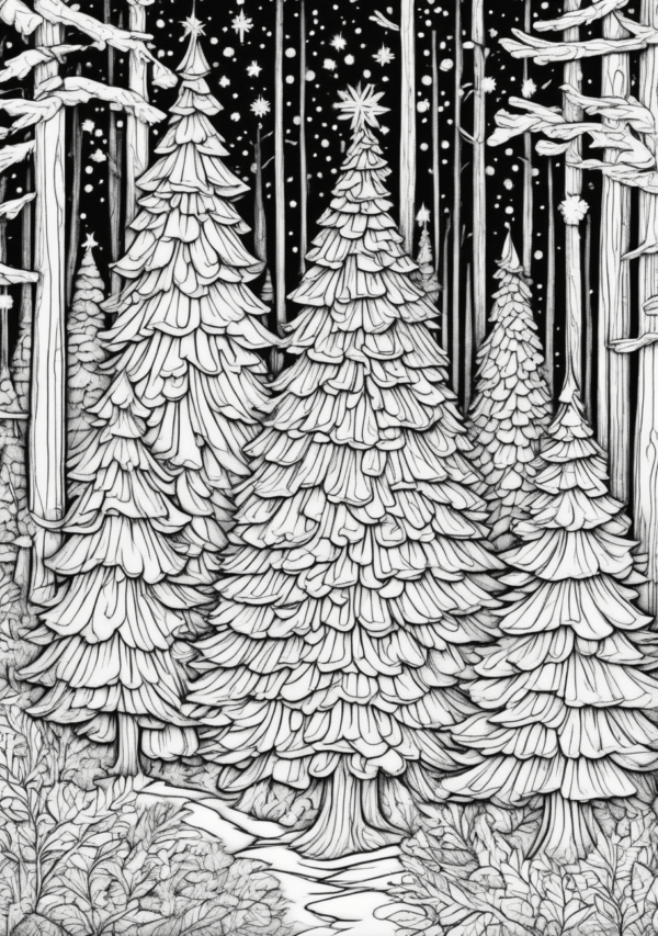 Christmas Forest Scenes Coloring Book - 11 Pages - Image 4