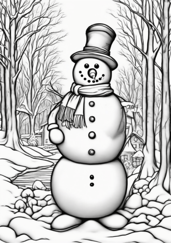 Christmas Snowman Scenes Coloring Book - 11 Pages - Image 4