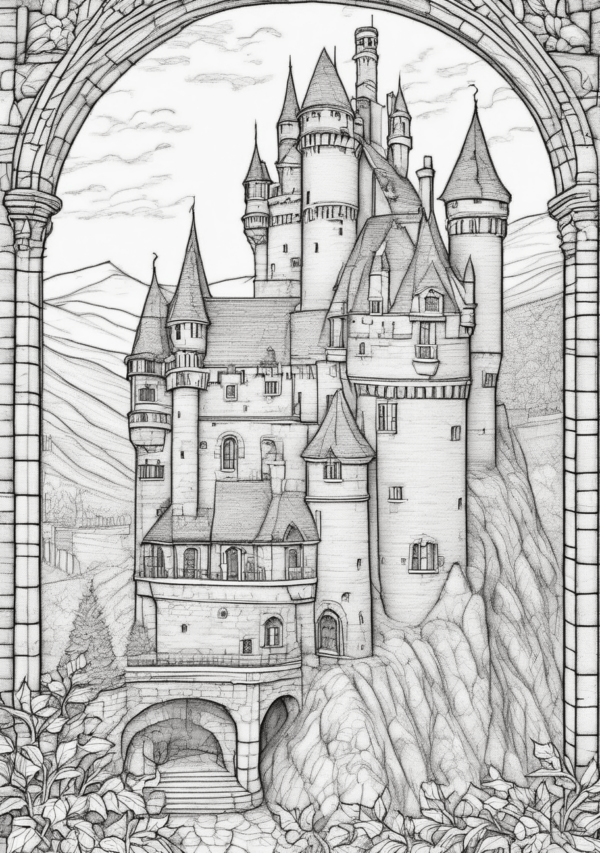 Intricate Christmas Castle Coloring Book Download - 11 Pages - Image 4