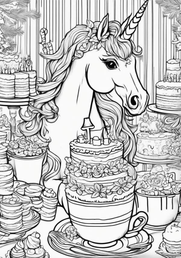 Charming Christmas Unicorn Coloring Book for Relaxation - 11 Pages - Image 4