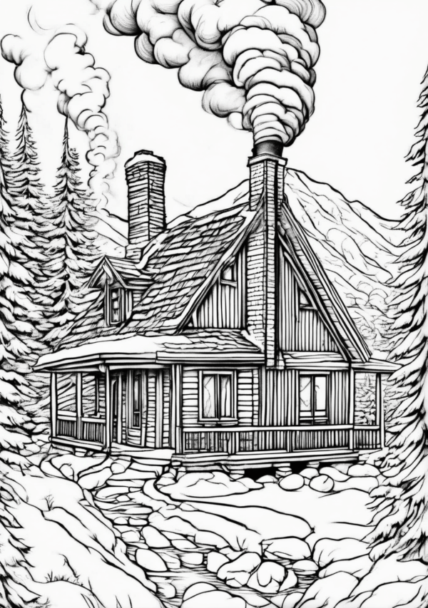 Christmas Cabin Coloring Book with Detailed Designs - 11 Pages - Image 4