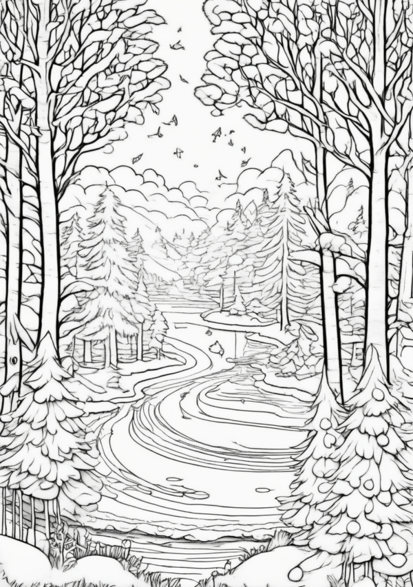 Christmas Nature Scenes Coloring Book - 11 Pages - Image 4