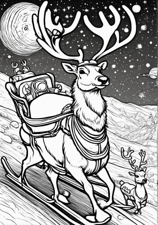 Christmas Reindeer Coloring Book - Digital Download - 11 Pages