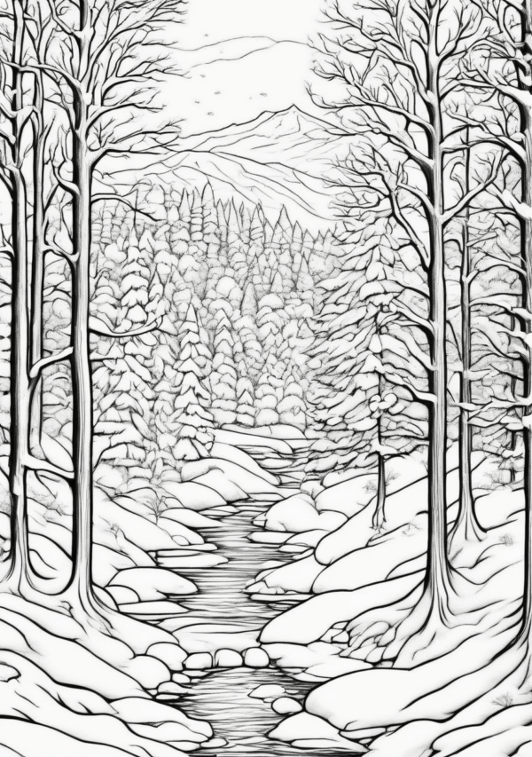 Christmas Coloring Book: Serene Winter Scenes - 11 Pages - Image 4