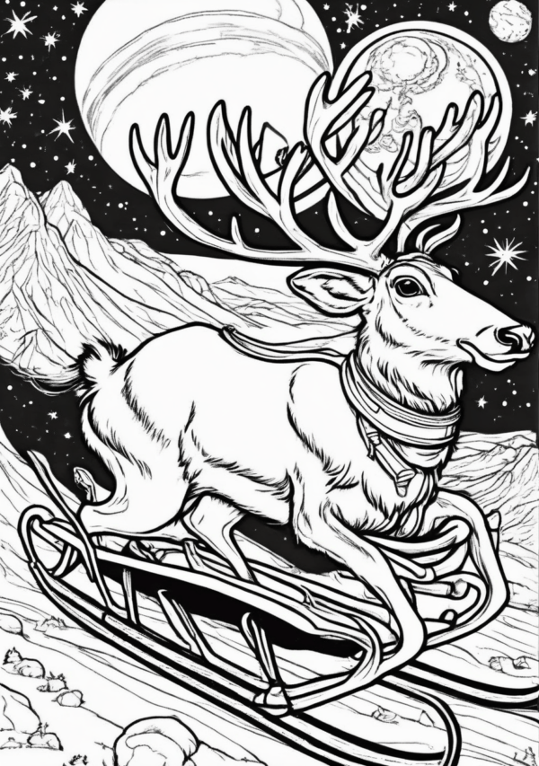 Christmas Reindeer Coloring Book - Digital Download - 11 Pages - Image 2