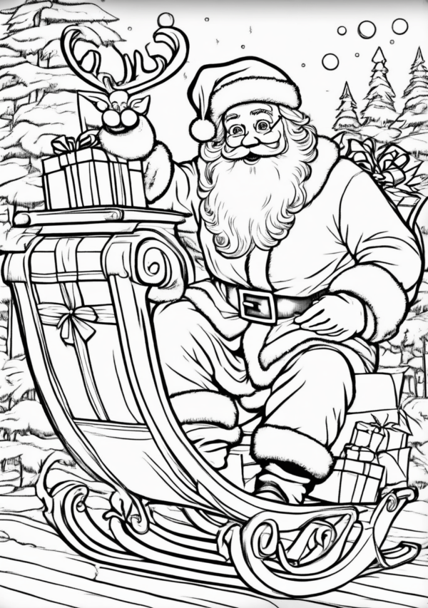 Unique Santa Sleigh Designs Coloring Book - 11 Pages - Image 2