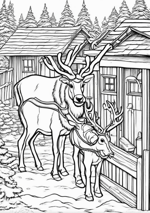 Christmas Reindeer Coloring Pages - 11 Pages