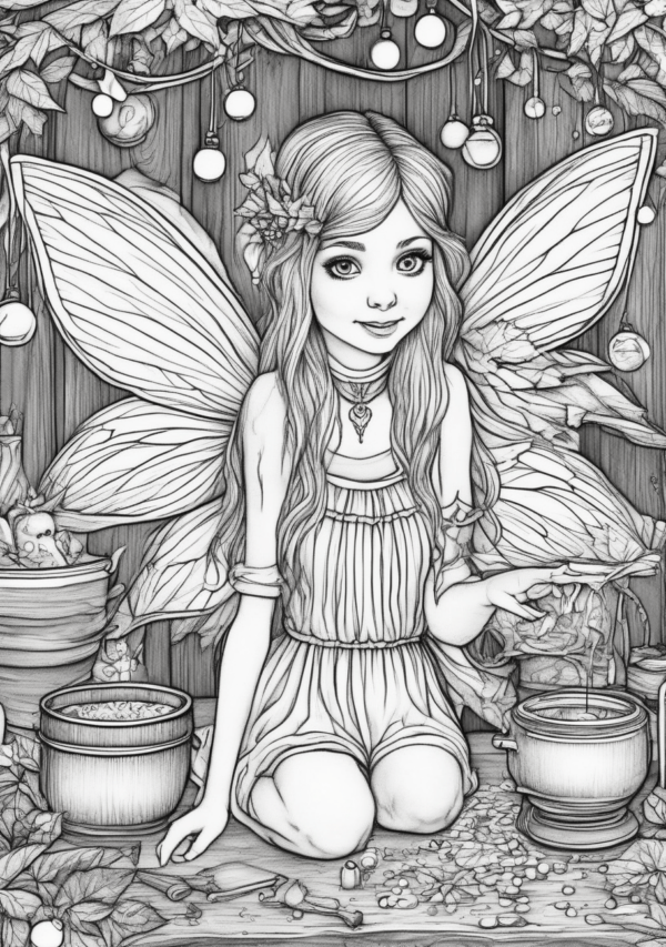 Beautiful Christmas Fairy Coloring Book Digital Download - 11 Pages - Image 4