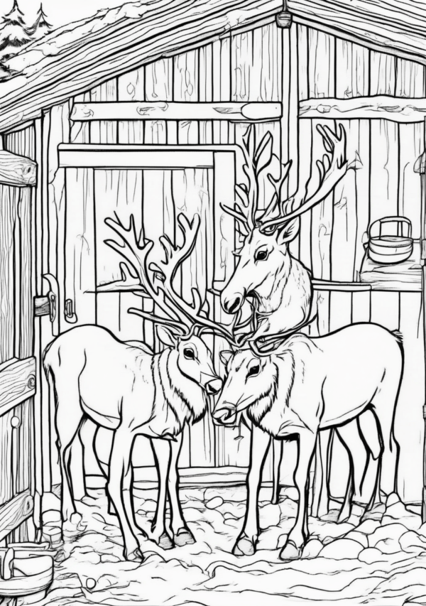 Christmas Reindeer Coloring Pages - 11 Pages - Image 2