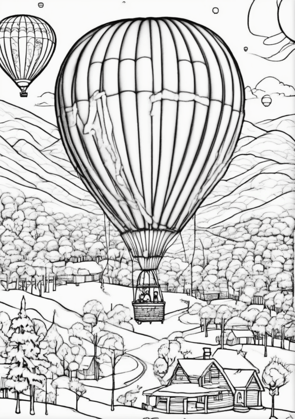 Christmas Coloring Book with Hot Air Balloons - 11 Pages - Image 4