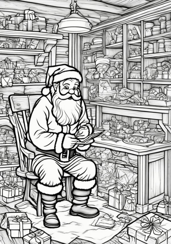 Christmas Coloring Book: Festive Scenes with Santa and Elves - 11 Pages - Image 4