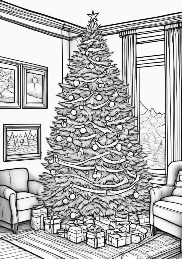 Christmas Tree Coloring Book - Beautiful Festive Designs - 11 Pages - Image 2