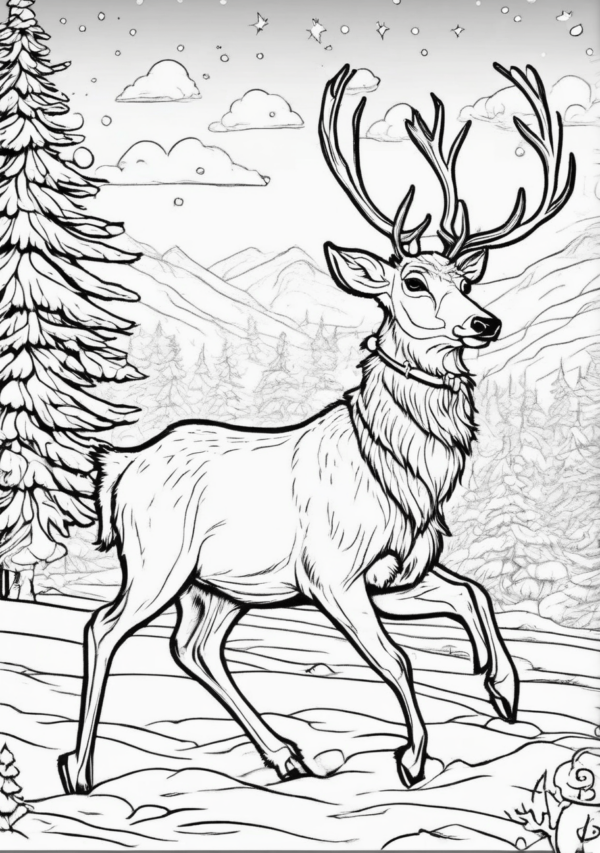 Enchanting Reindeer Christmas Coloring Pages - 11 Pages - Image 2