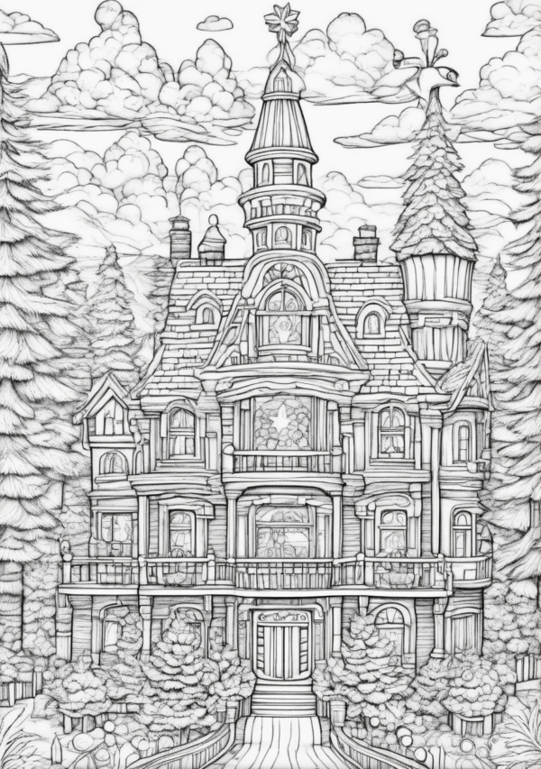 Enchanting Christmas Castle Coloring Book - 11 Pages - Image 3