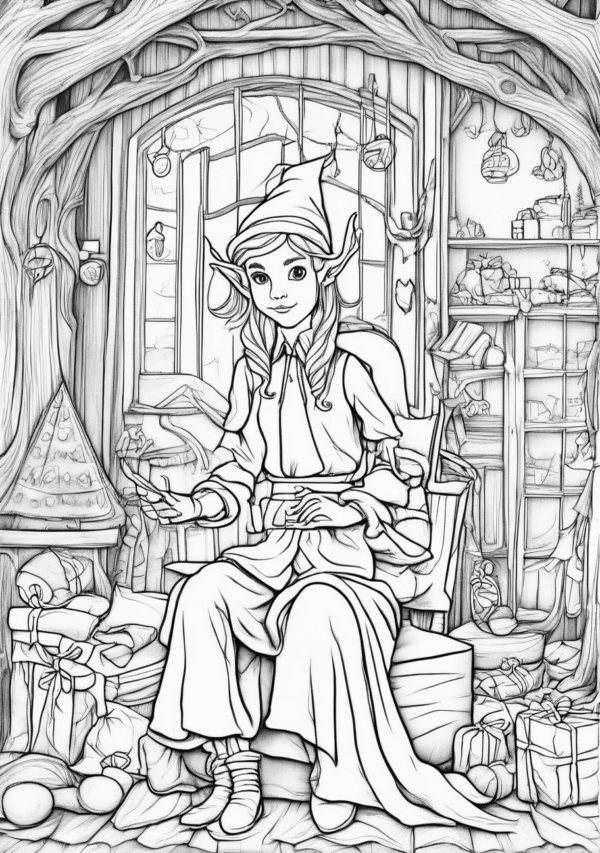 Enchanting Christmas Elf Coloring Pages - 11 Pages - Image 3