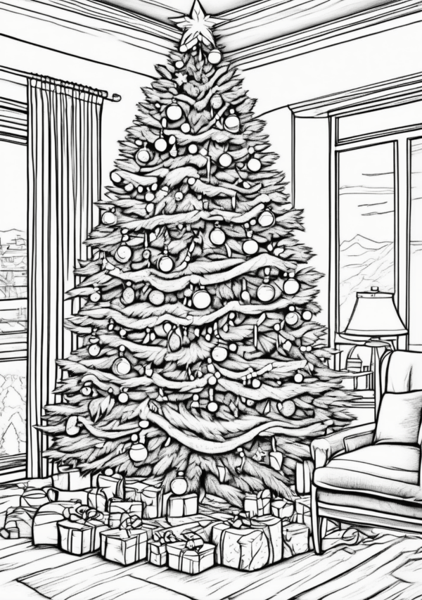 Christmas Tree Coloring Book - Beautiful Festive Designs - 11 Pages - Image 3