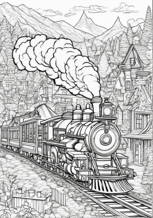 Christmas Train Coloring Book Digital Download - 11 Pages - Image 4