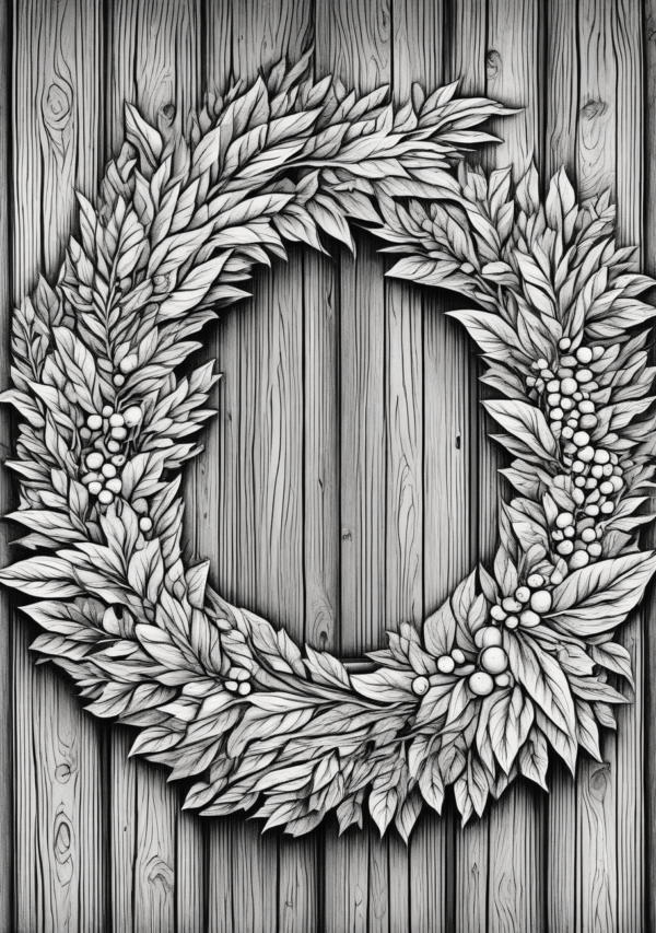 Christmas Coloring Book: Botanical Wreaths - 11 Pages - Image 4