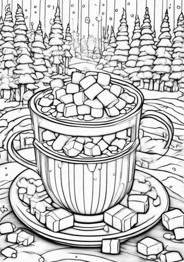 Christmas Coloring Book with Hot Cocoa Scenes - 11 Pages - Image 3