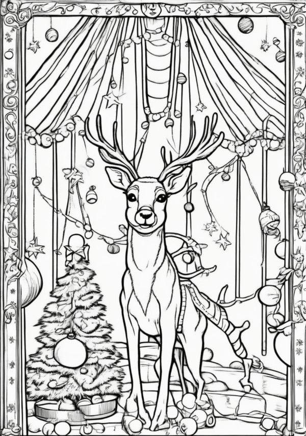 Christmas Coloring Book with Elves and Reindeer - 11 Pages - Image 3