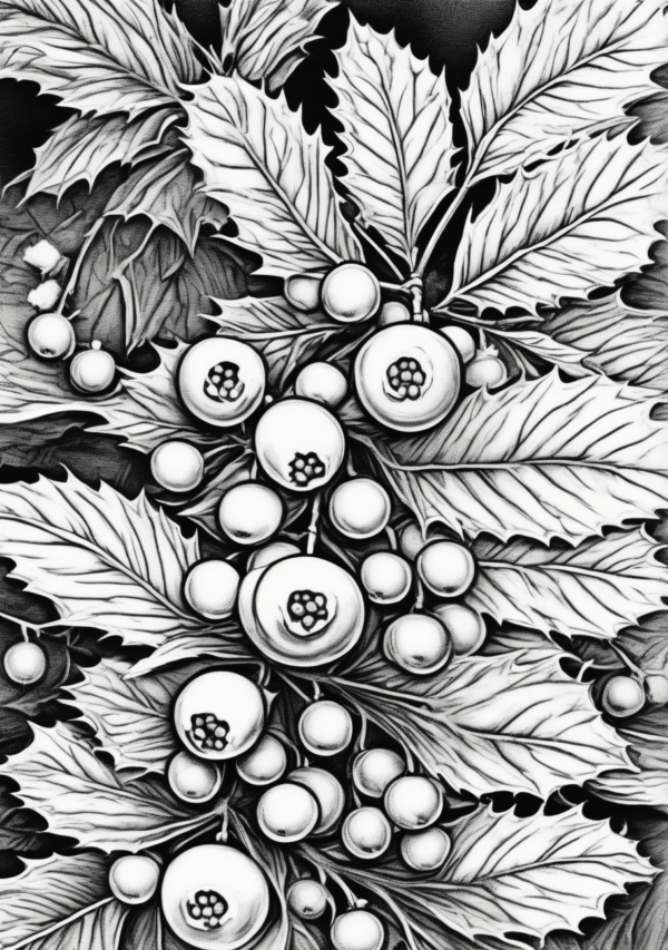 Christmas Coloring Book with Botanical Holiday Designs - 11 Pages - Image 3