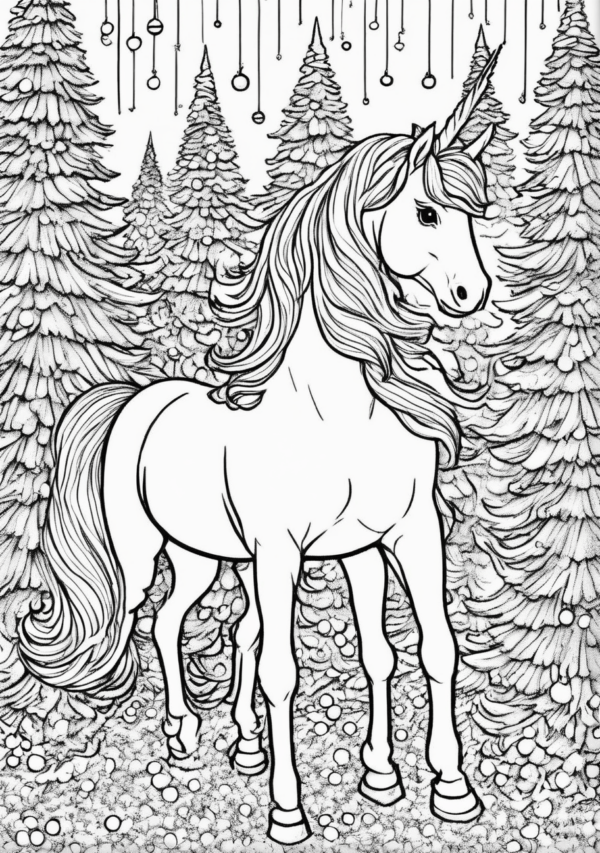 Christmas Unicorn Coloring Book for Relaxation - 11 Pages - Image 2