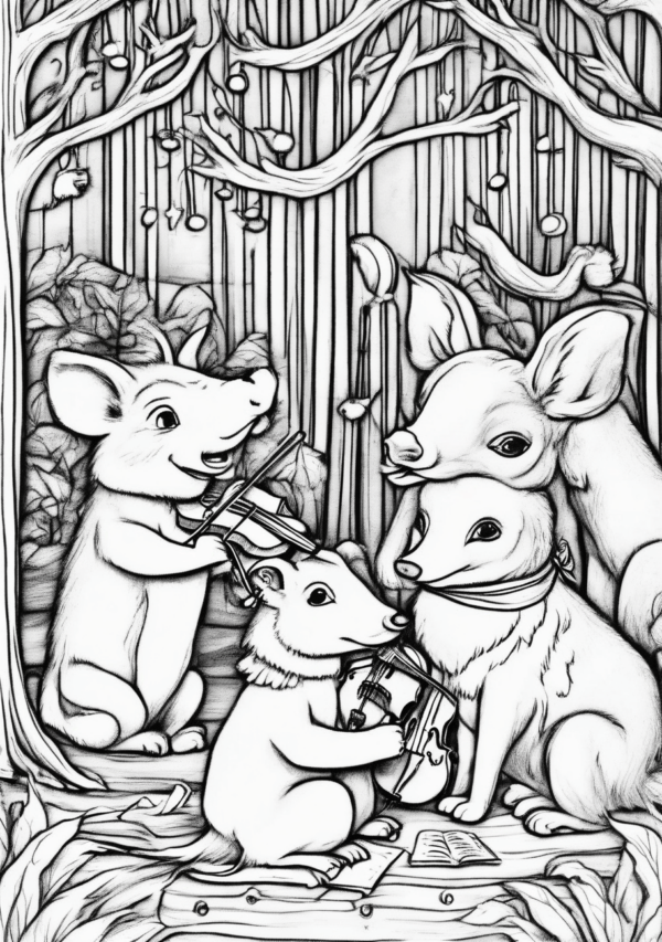 Enchanting Christmas Coloring Book - Whimsical Animal Scenes - 11 Pages - Image 3