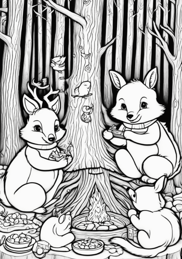 Christmas Forest Critters Coloring Book - 11 Pages - Image 3