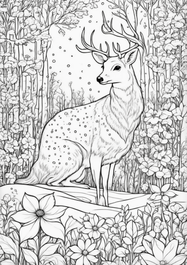 Christmas Coloring Book: Botanical Mandala Nature Animals - 11 Pages - Image 3