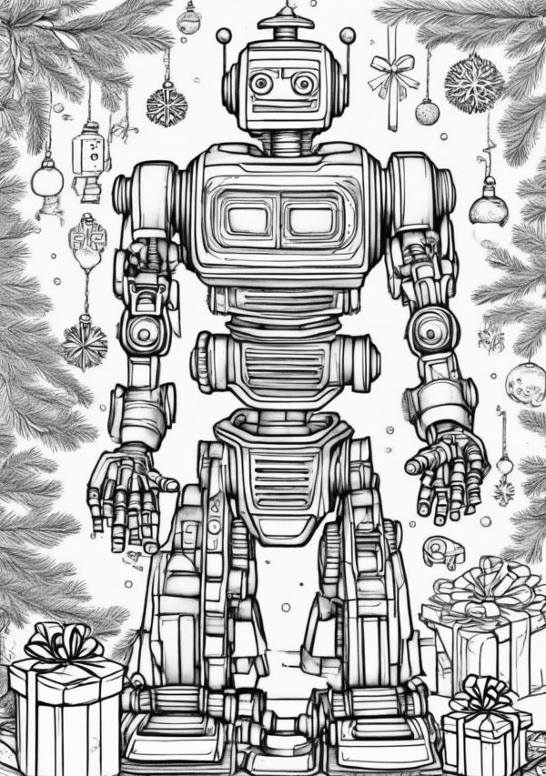 Christmas Robot Coloring Book - Fun and Relaxing Designs - 11 Pages - Image 4