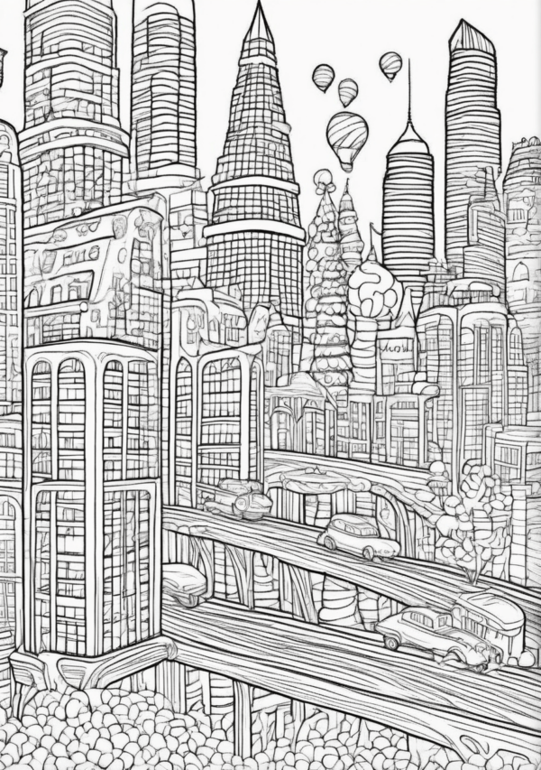 Beautiful Christmas Cityscapes Coloring Book - 11 Pages - Image 4