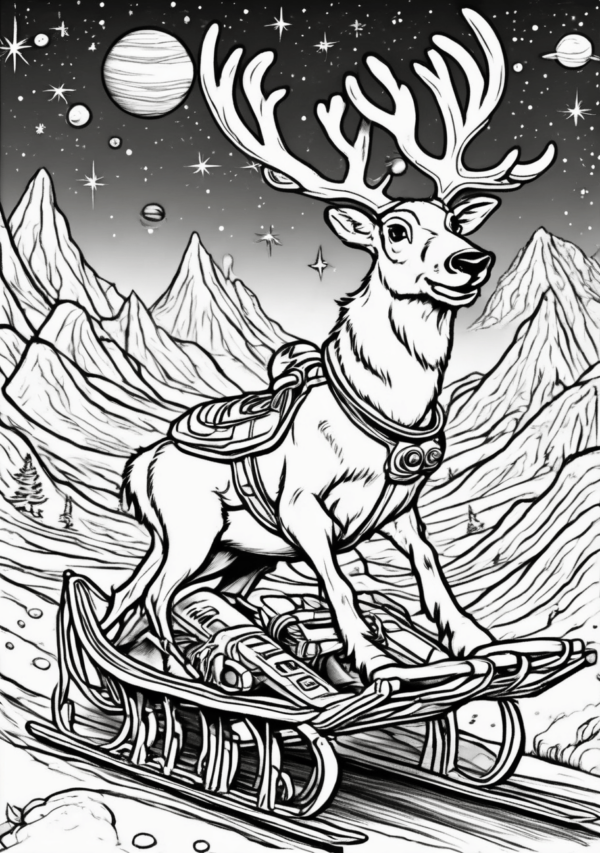 Christmas Reindeer Coloring Book - Digital Download - 11 Pages - Image 4