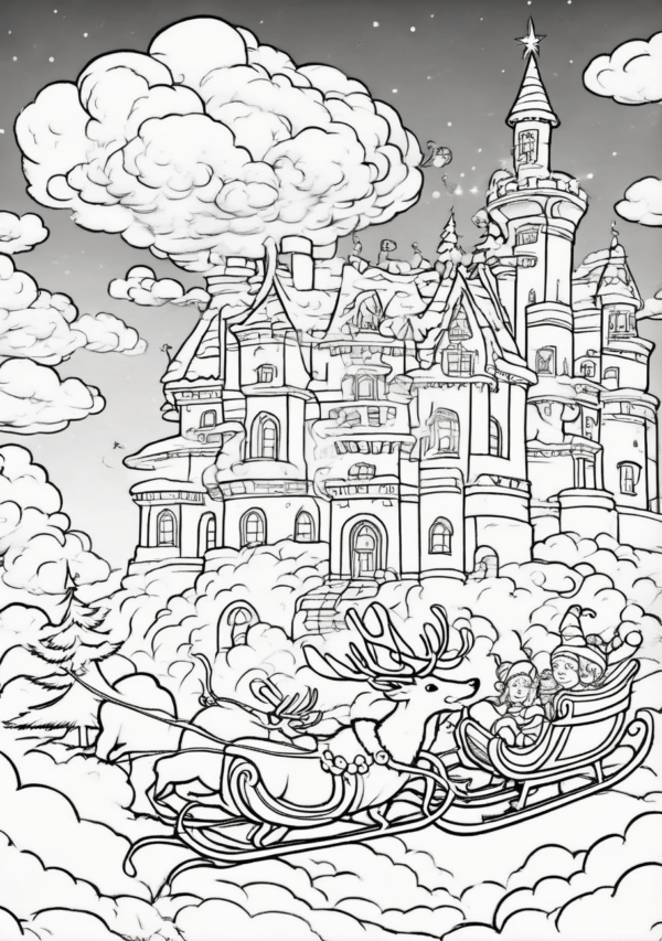 Christmas Castle Scenes Coloring Book - 11 Pages - Image 4