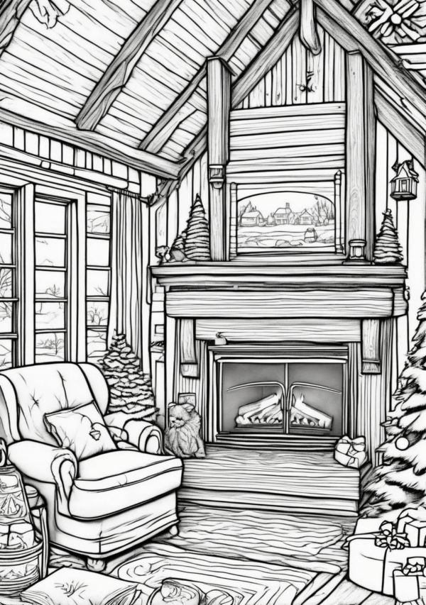 Cozy Christmas Scenes Coloring Book - 11 Pages - Image 2