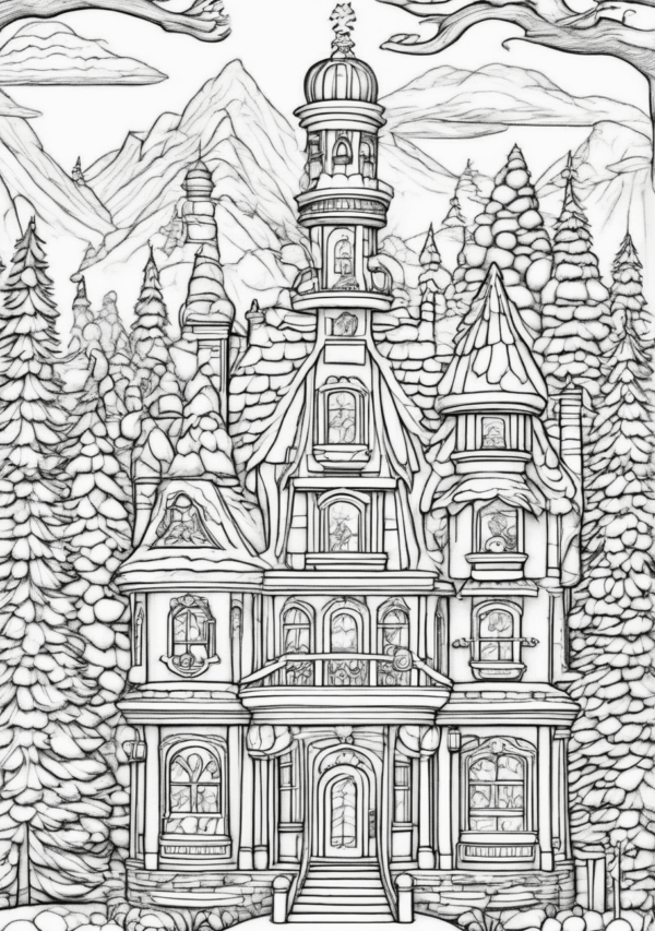 Enchanting Christmas Castle Coloring Book - 11 Pages - Image 4