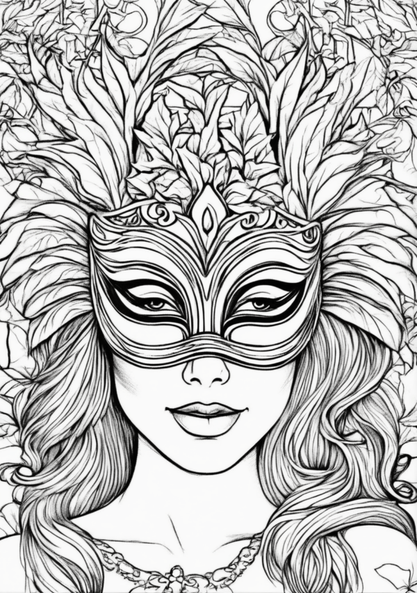 Christmas Masquerade Coloring Book for Relaxation - 11 Pages - Image 4