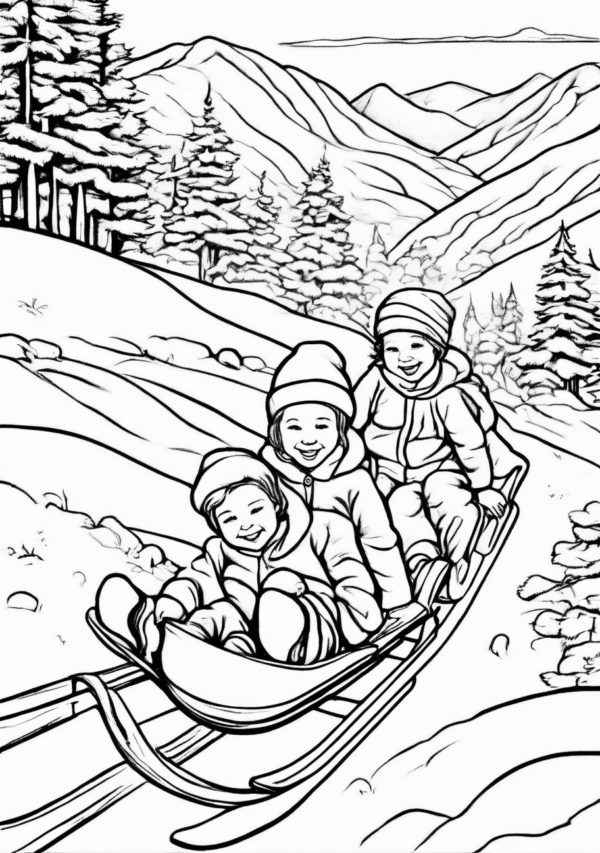 Christmas Coloring Book: Sledge Adventure Scenes - 11 Pages - Image 2