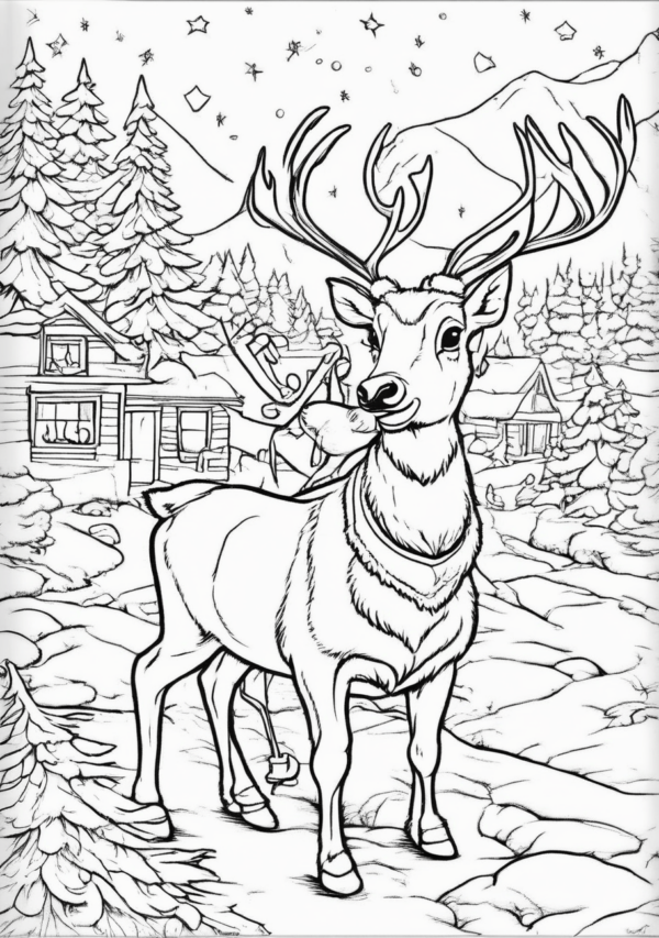 Enchanting Christmas Reindeer Coloring Book - 11 Pages - Image 3