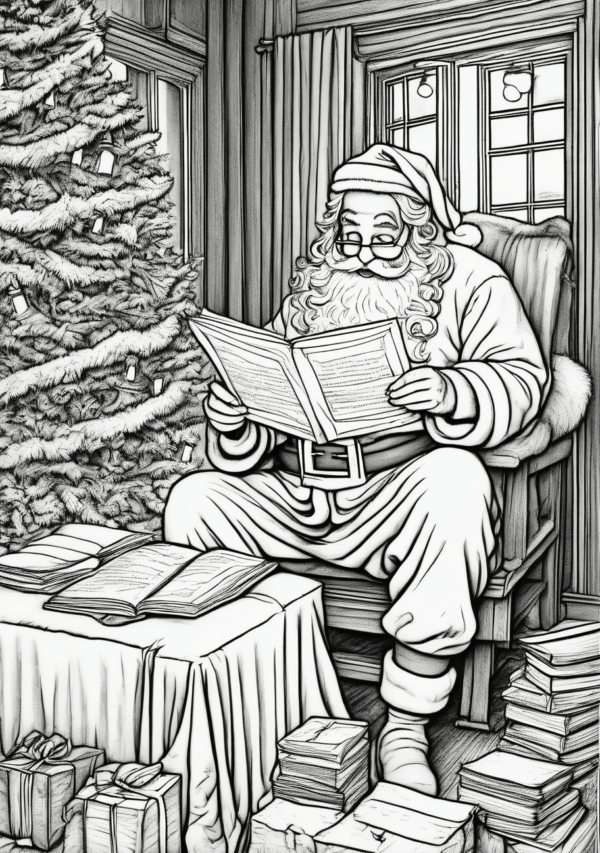 Christmas Santa Coloring Book Digital - 11 Pages - Image 2