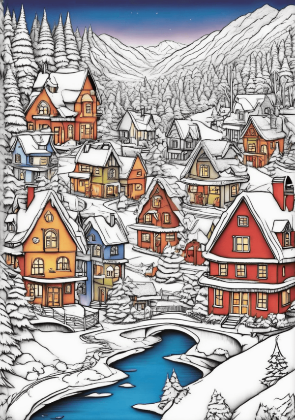 Charming Christmas Village Coloring Pages - 11 Pages - Image 2